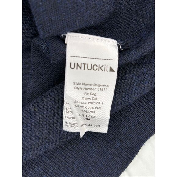 UNTUCKit navy merino wool 1/4 zip sweater - L - Picture 8 of 8